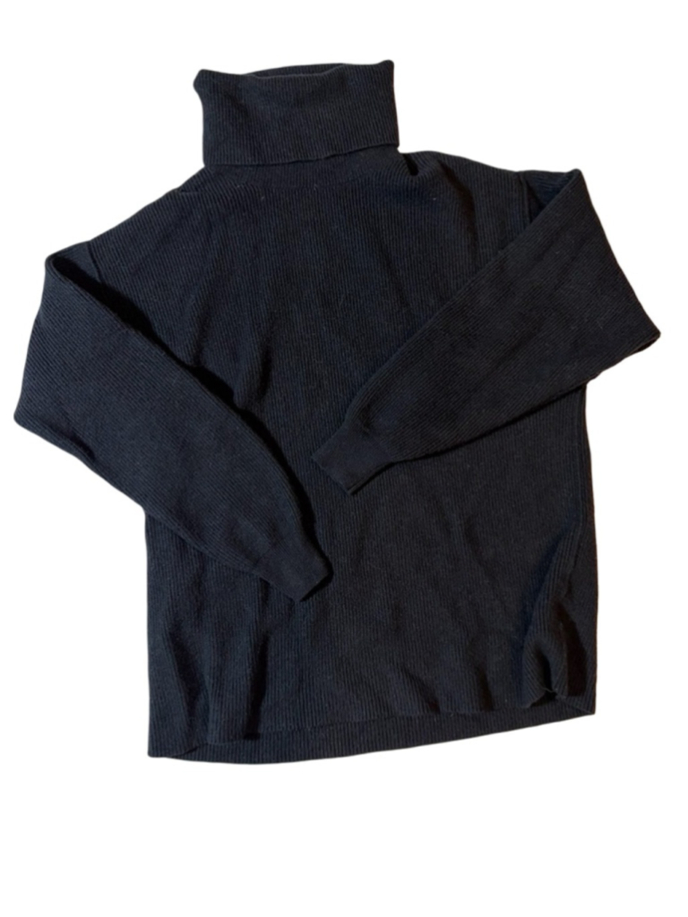 Free People Ribbed Knit Sweater Black Turtleneck Slouchy Cozy XS